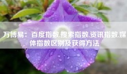 万博易：百度指数,搜索指数,资讯指数,媒体指数区别及获得方法