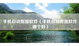 手机自动抠图软件（手机自动抠图软件哪个好）