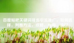 百度贴吧关键词排名引流推广，如何选择，判断方法，攻略，指南，流程