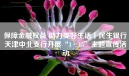 保障金融权益 助力美好生活丨民生银行天津中北支行开展“3·15”主题宣传活动