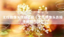 无线摄像头连接手机（无线摄像头连接手机的方法）