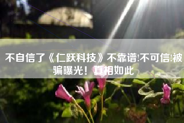不自信了《仁跃科技》不靠谱!不可信!被骗曝光!真相如此 不自信了《仁跃科技》不靠谱!不可信!被骗曝光!真相如此