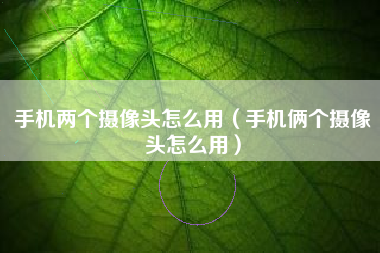 手机两个摄像头怎么用（手机俩个摄像头怎么用）