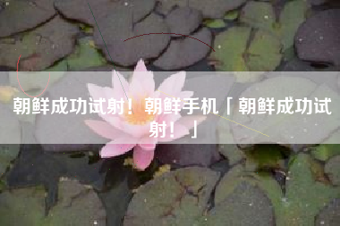 朝鲜成功试射！朝鲜手机「朝鲜成功试射！」