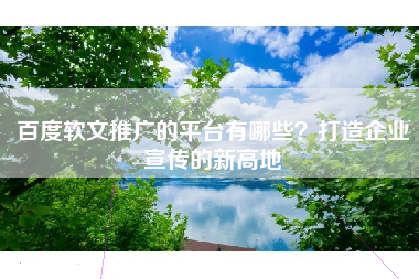 百度软文推广的平台有哪些？打造企业宣传的新高地